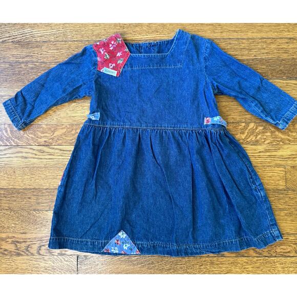 Guess Vintage Girls' Denim & Floral Dress Size 3 - Picture 1 of 4